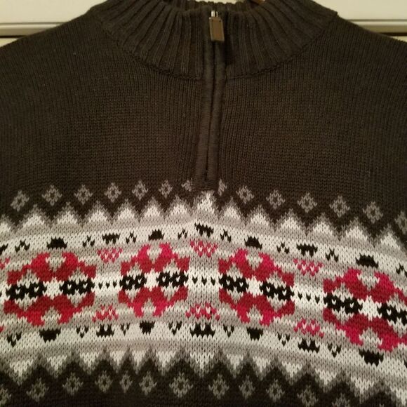 NWOT Chaps Fair Isle Sweater 1/4 Zip L - Picture 2 of 10